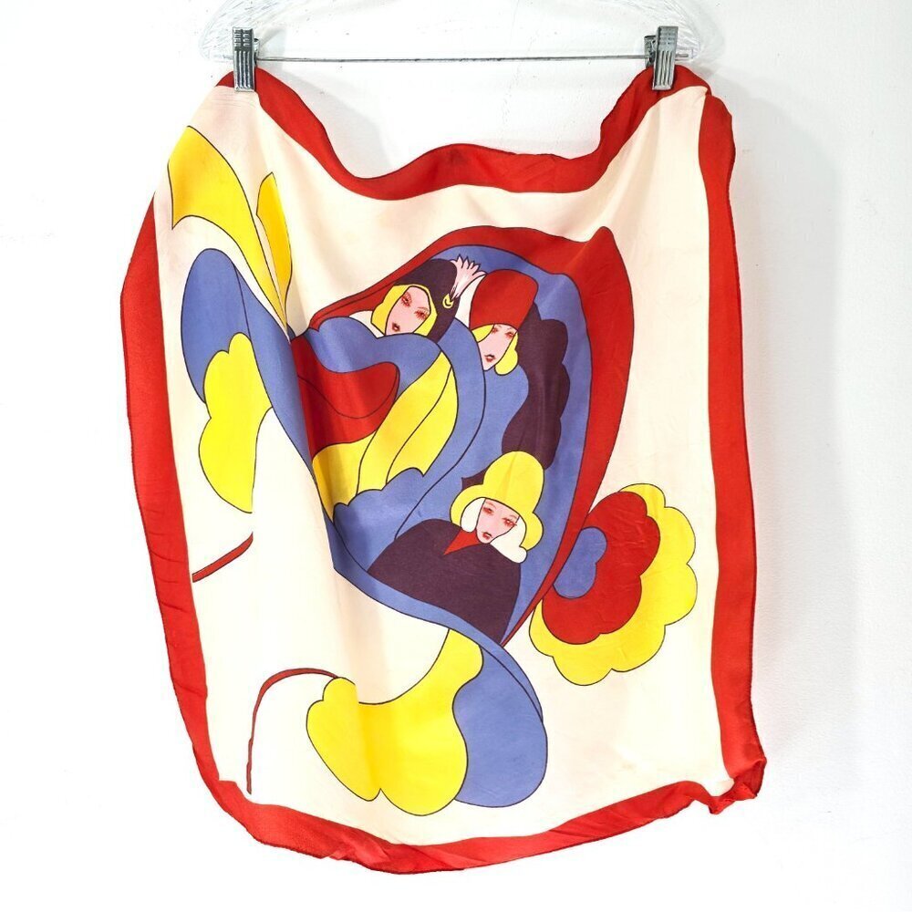 Vintage MCM Flapper Ladies 70s 80s Square Scarf